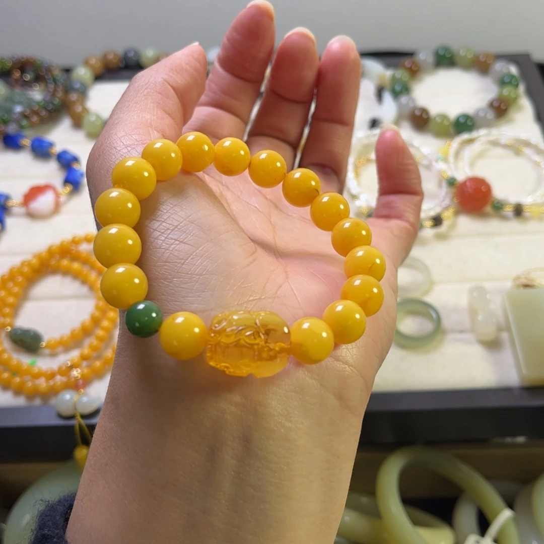 蜜蜡未镶嵌裸石手链