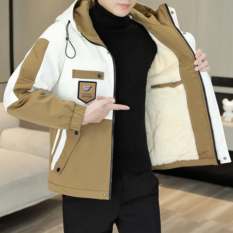 冬季男士棉衣外套加绒加厚棉袄男防风防水冲锋衣潮流连帽男装棉服