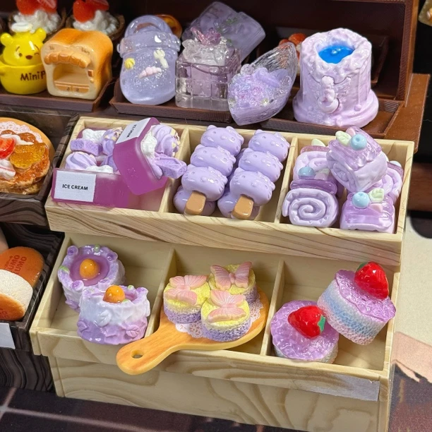 【紫色芋泥直播拆】紫色系芋泥款树脂DIY配件可爱小动物食玩