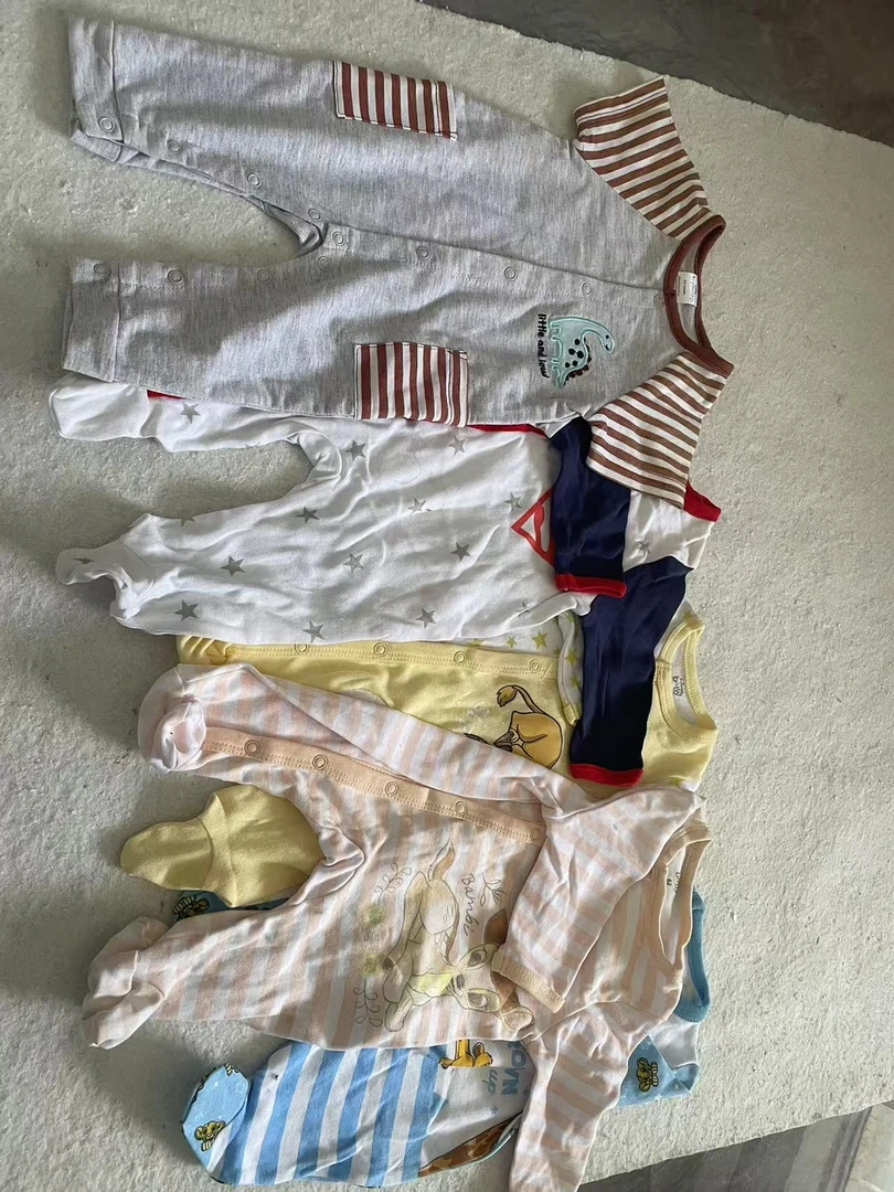 连体衣长袖条纹男童女薄款宝宝A类爬服哈衣夏季简约长爬女童