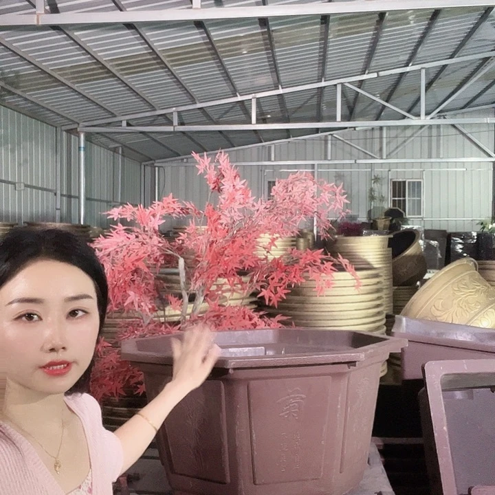 紫砂色八角80花盆一个有孔