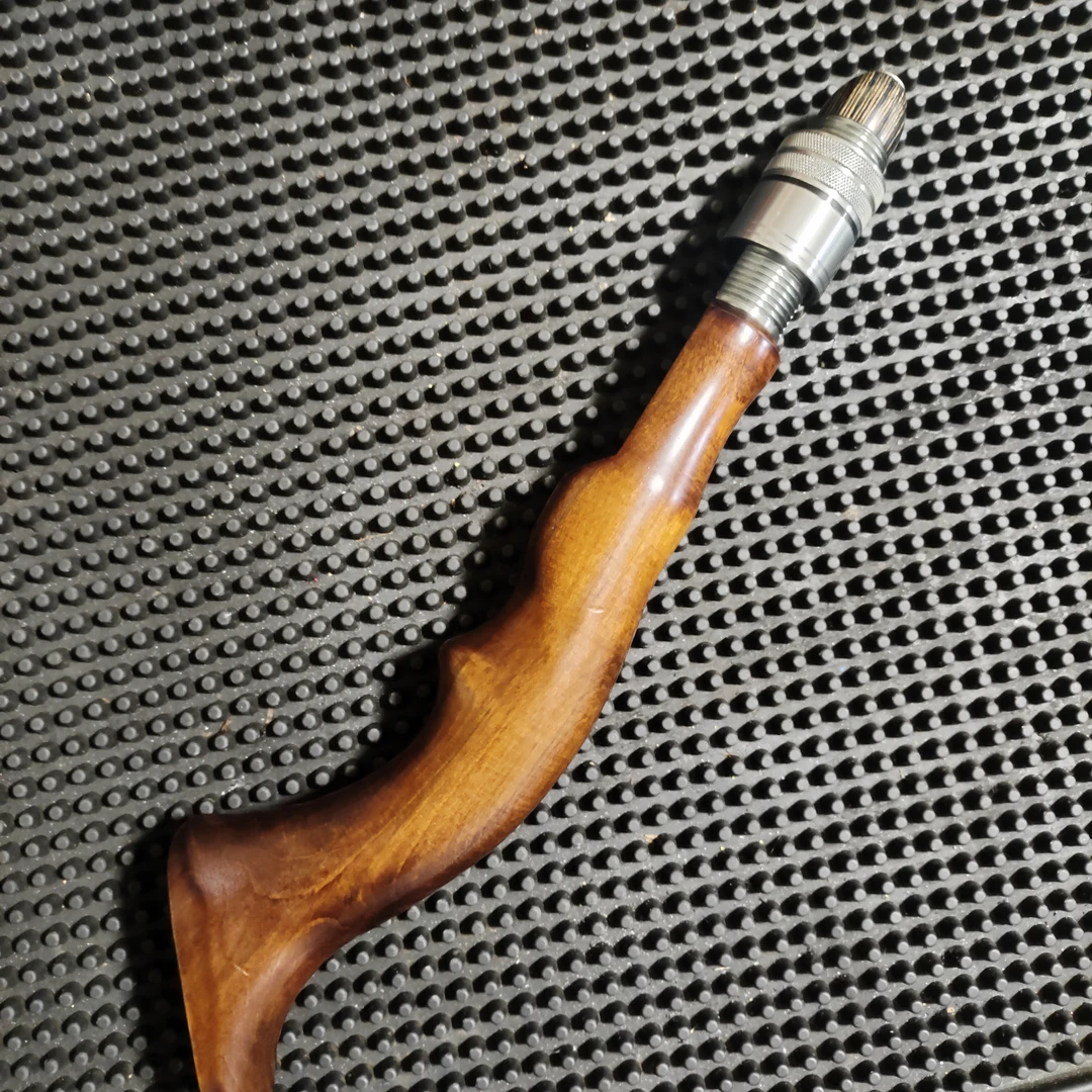 枫影木实木手把6mm插口便携实心扁尾冰钓竿冬钓适用