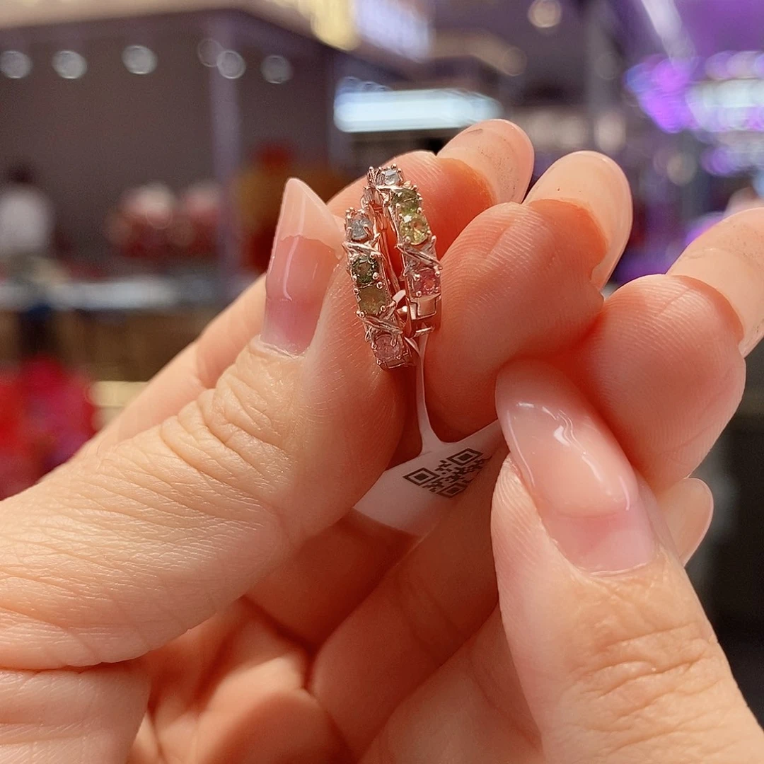 碧玺耳饰银S925镶嵌耳饰444