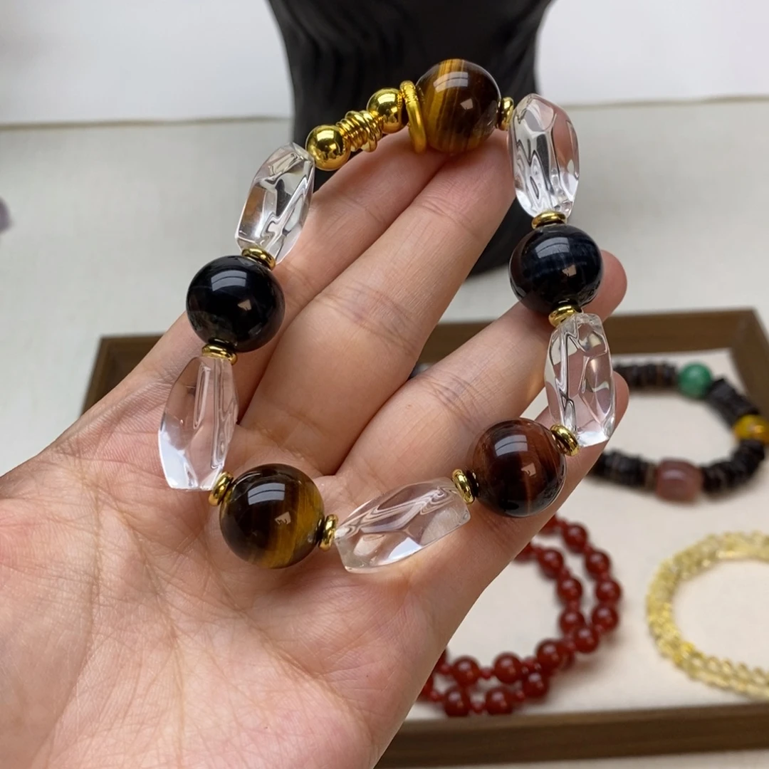 水晶手串未镶嵌手串虎眼石设计款