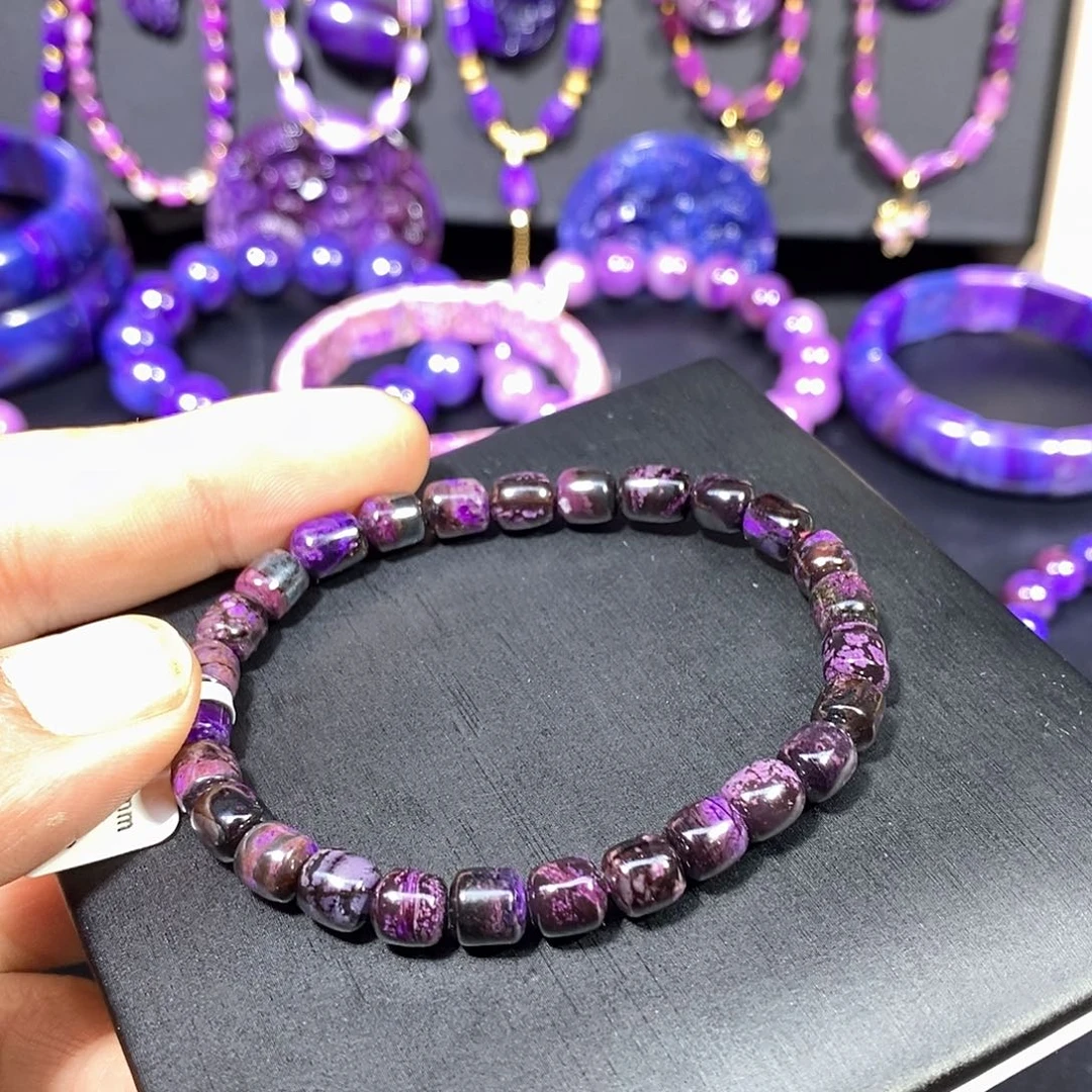 苏纪石（舒俱来）未镶嵌南非舒俱来老油紫桶珠单圈