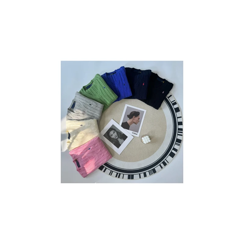 RL009纯棉宽松V领长袖女款上衣