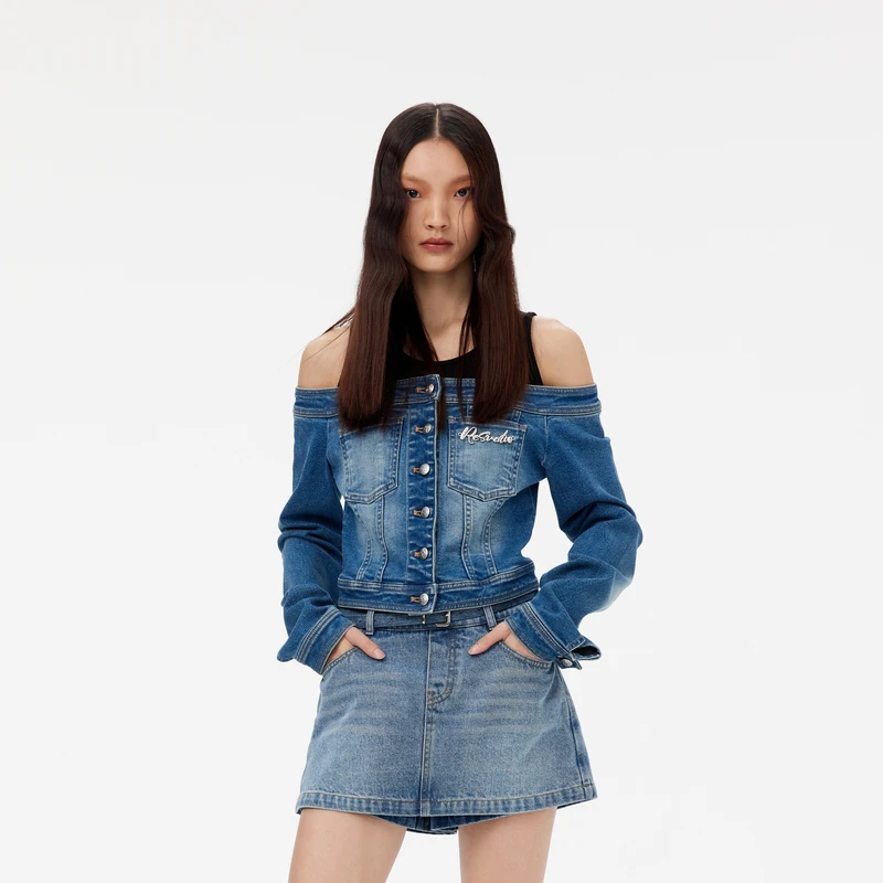 【诗语专属】REVAN芮范辣妹工字背心牛仔上衣RM10801068