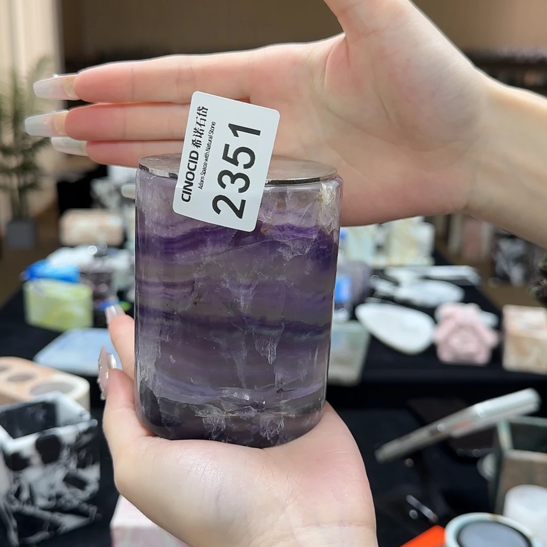 2351 紫莹石棉签罐 福利