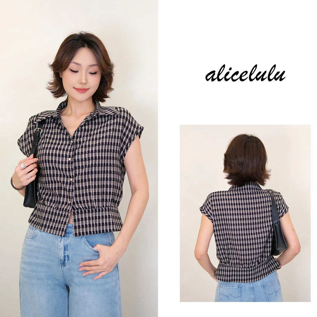[alicelulu] 格子上衣衬衫时尚减龄显瘦高级百搭S1035040U