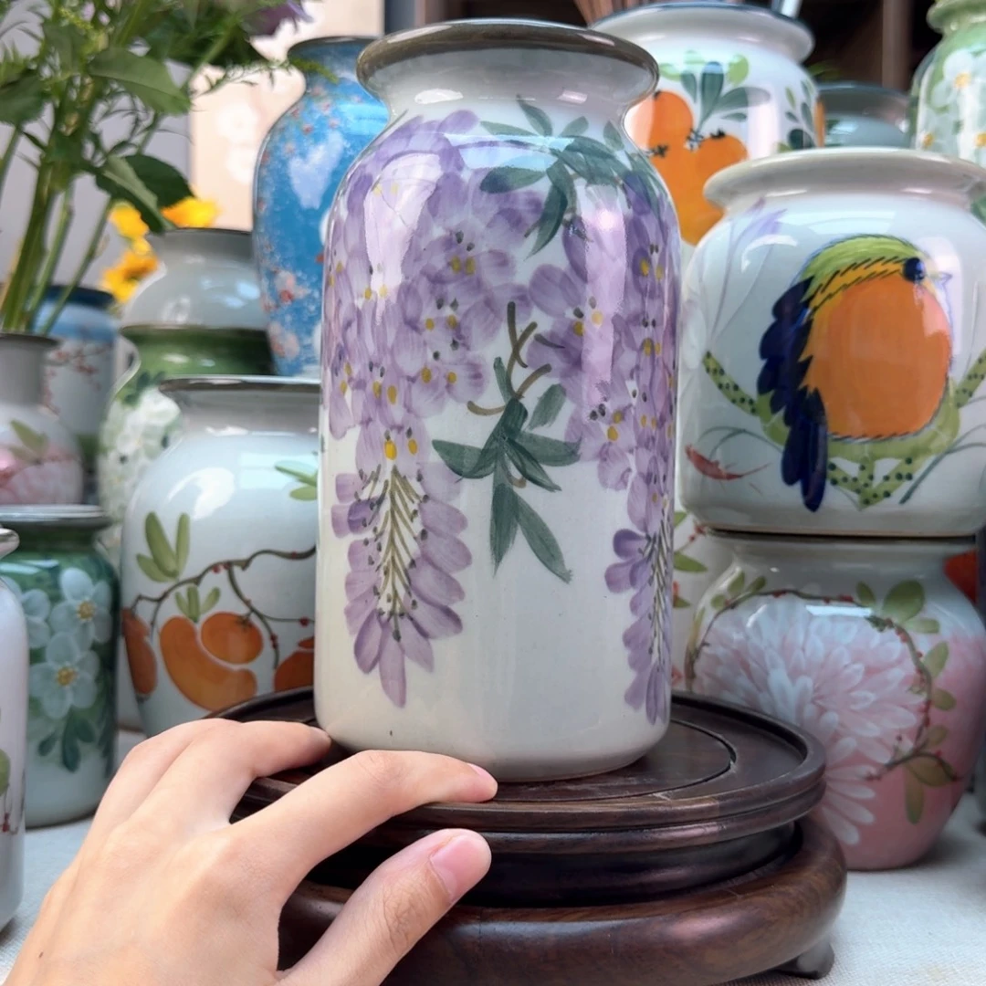 景德镇陶瓷手绘花瓶无孔