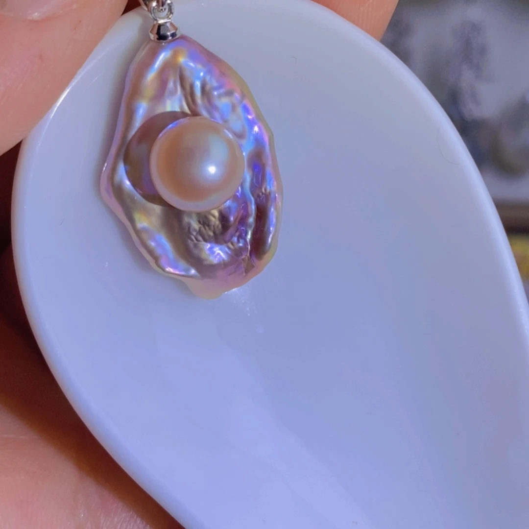 银S925镶嵌天然淡水珍珠淡水珍珠