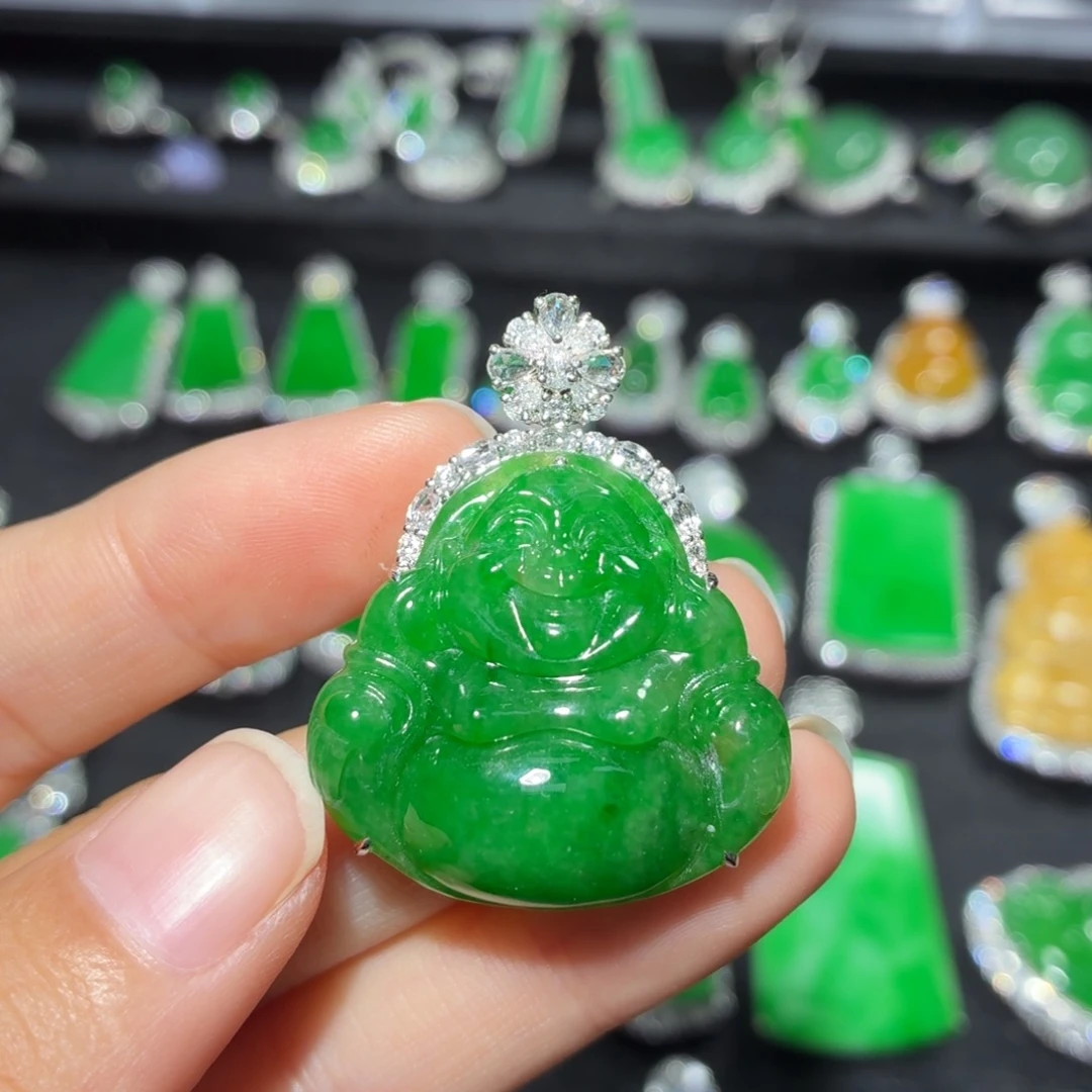 翡翠18K金镶嵌吊坠(不含链)151号