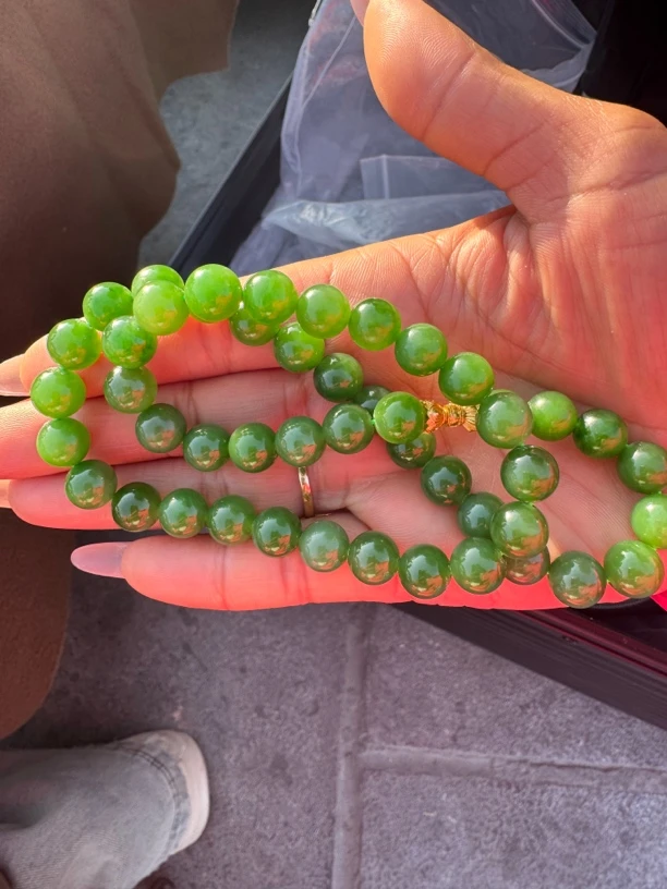 和田玉高冰碧玉卡10无黑点妈妈链