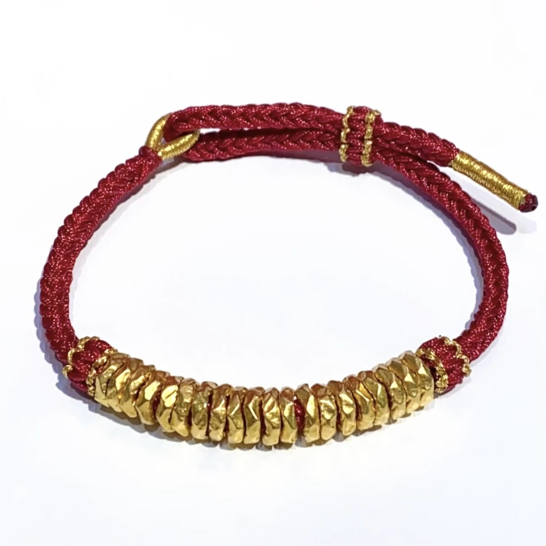 足金999黄金【大盘缠】20颗转运珠腰缠万贯红绳本命年手绳过年好礼