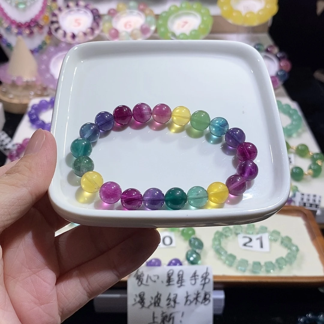 手链未镶嵌萤石彩虹色标9亩