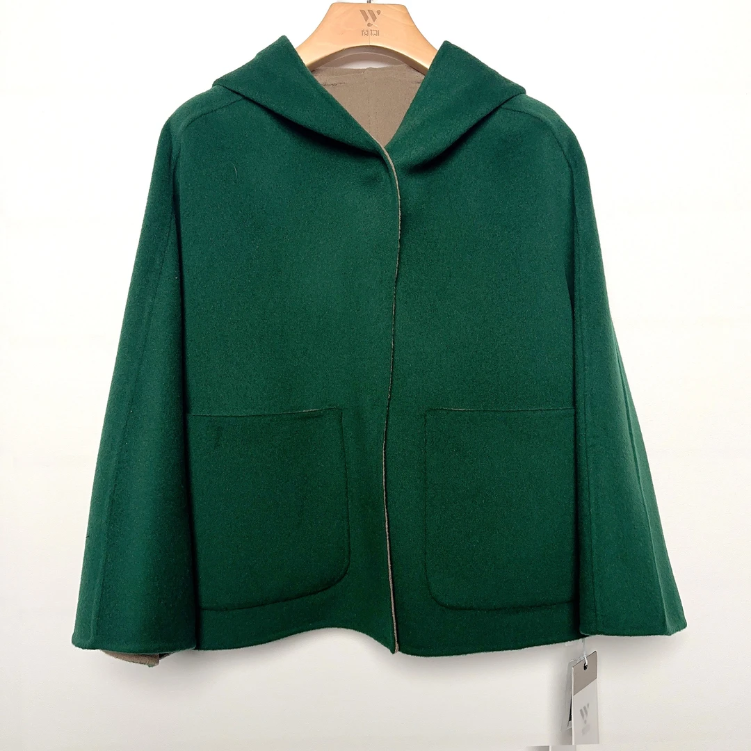 【果缎梅姐专属】短款连帽小个子宽松显瘦毛呢外套23HW722-5YR