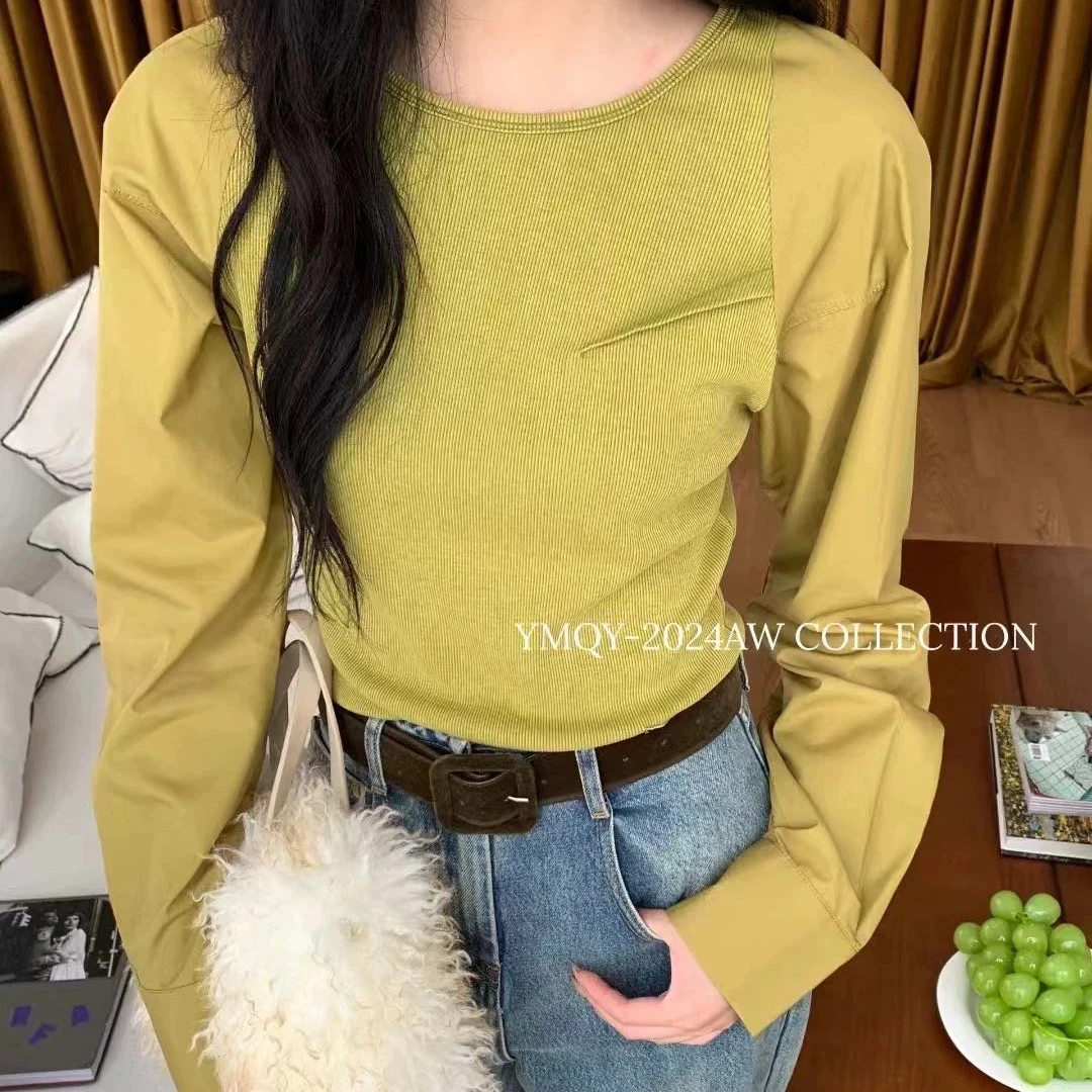 6901秋季新款法式高级感极简风打底衫上衣YMQY