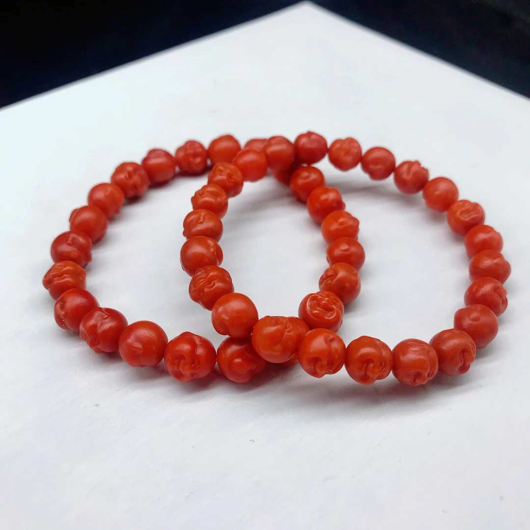 【小雪】南红保山精美哑光佛头百搭手串8mm（多样式发其一）