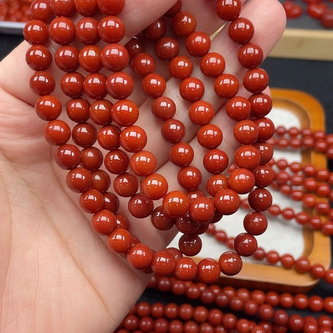 南红玛瑙2号瓦西牛血红卡8长链未镶嵌