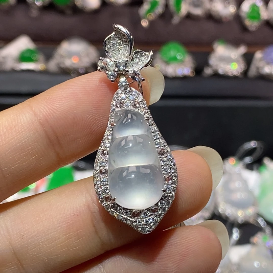 吊坠(不含链)18K金镶嵌翡翠