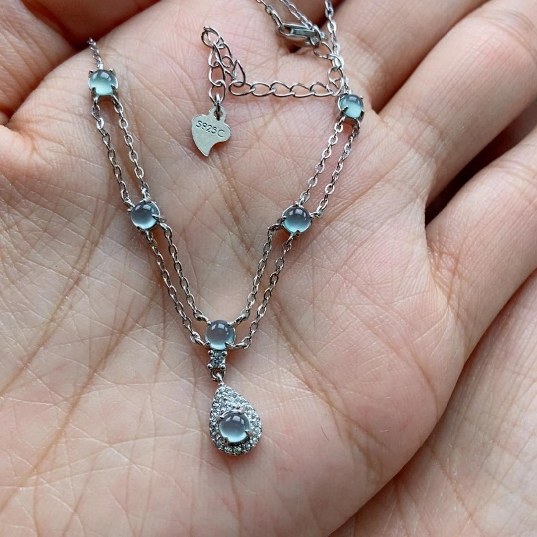 翡翠耳饰银S925镶嵌翡翠首饰