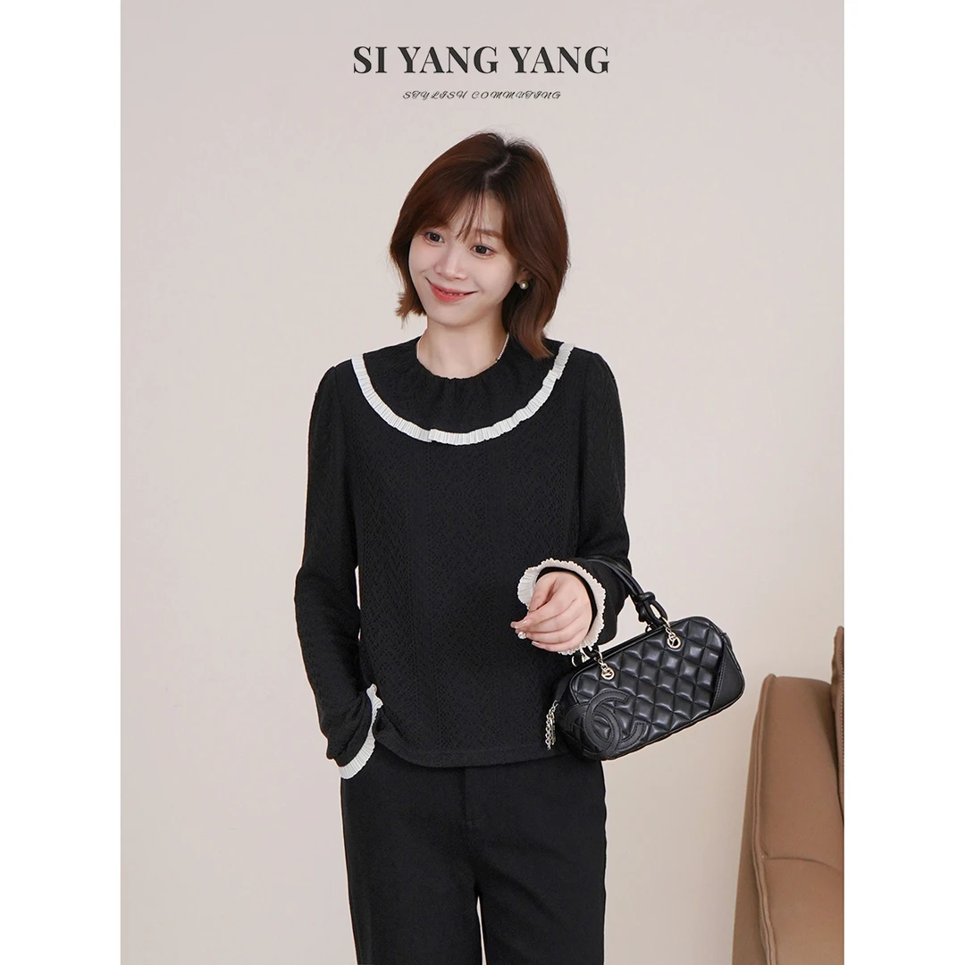 斯洋洋SIYANG镂空针织透气线条设计通勤减龄上衣SY509B093SYY