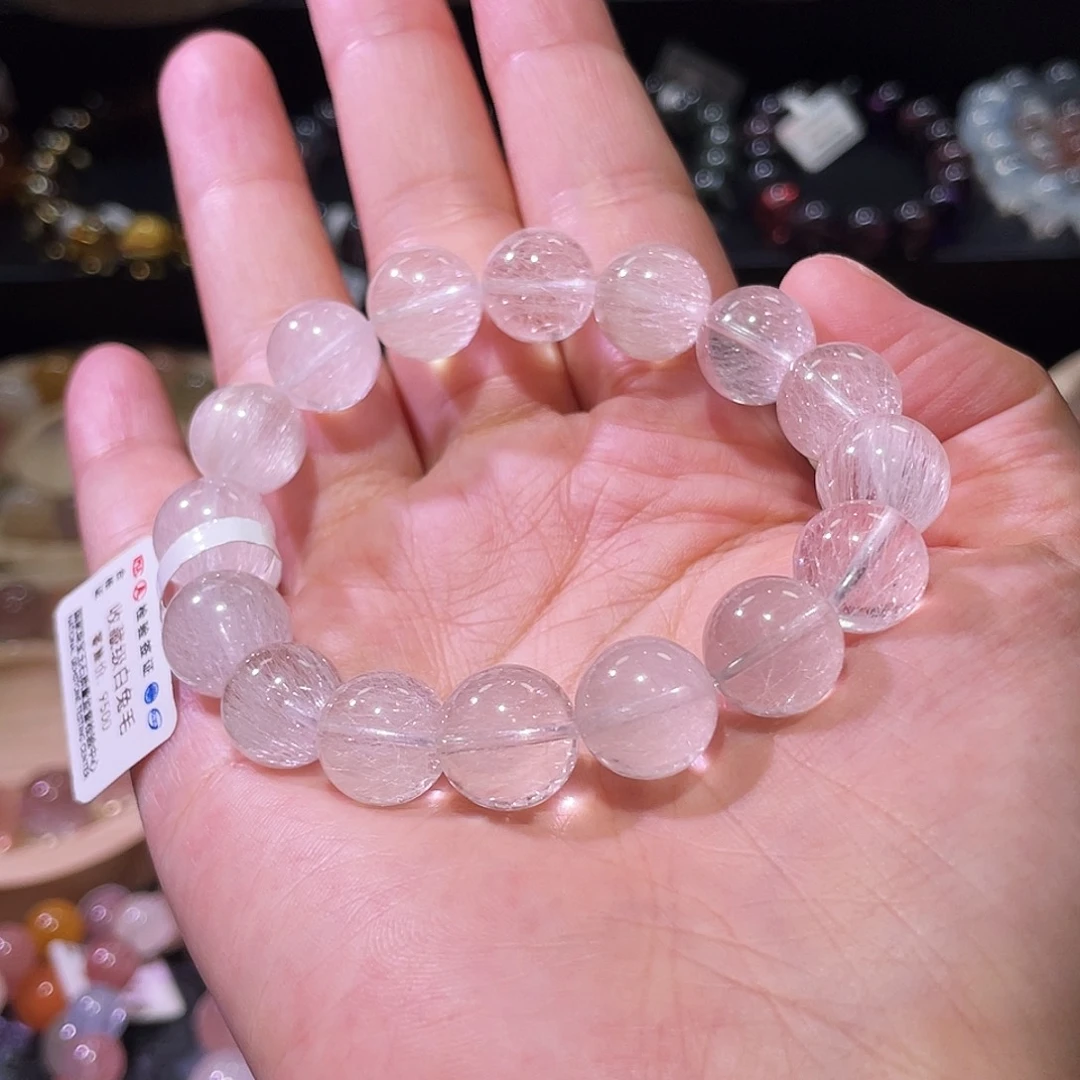 水晶手链未镶嵌兔毛手链，晶体通透