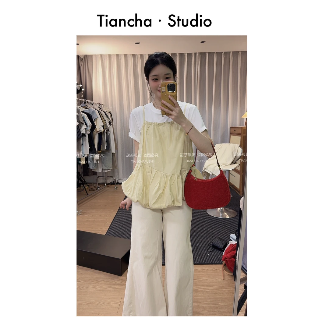 sweet c【夏日氛围两件套】M405#夏季韩版叠穿吊带背心甜美纯欲风