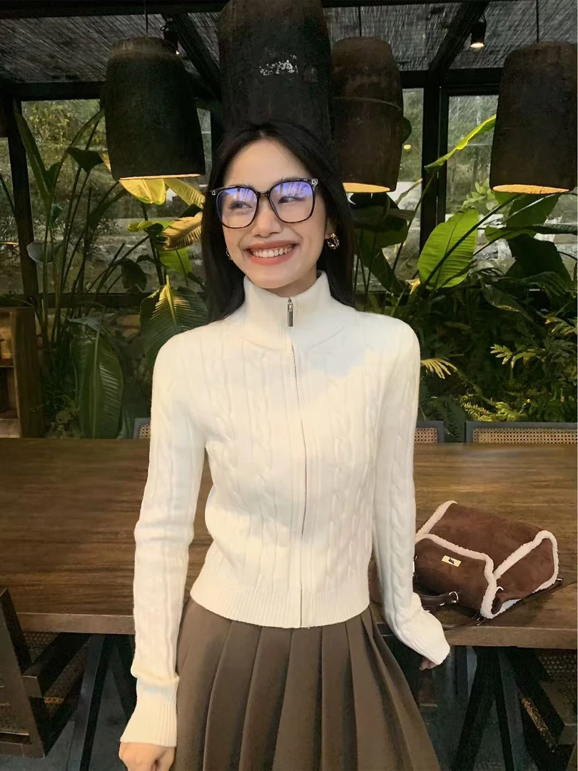 25爆款英伦风女士羊毛衫100%纯羊毛轻奢修身针织衫百搭时尚开衫