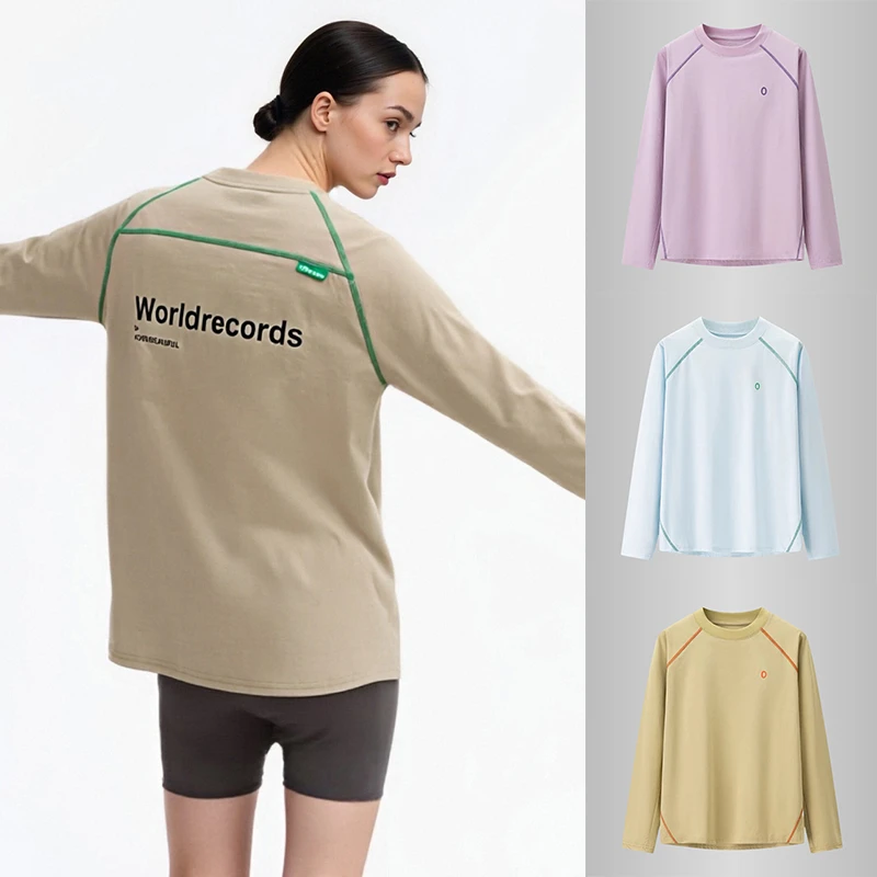 户外骑行男女同款吸湿排汗棉感亲肤速干透气宽松运动长袖打底T恤