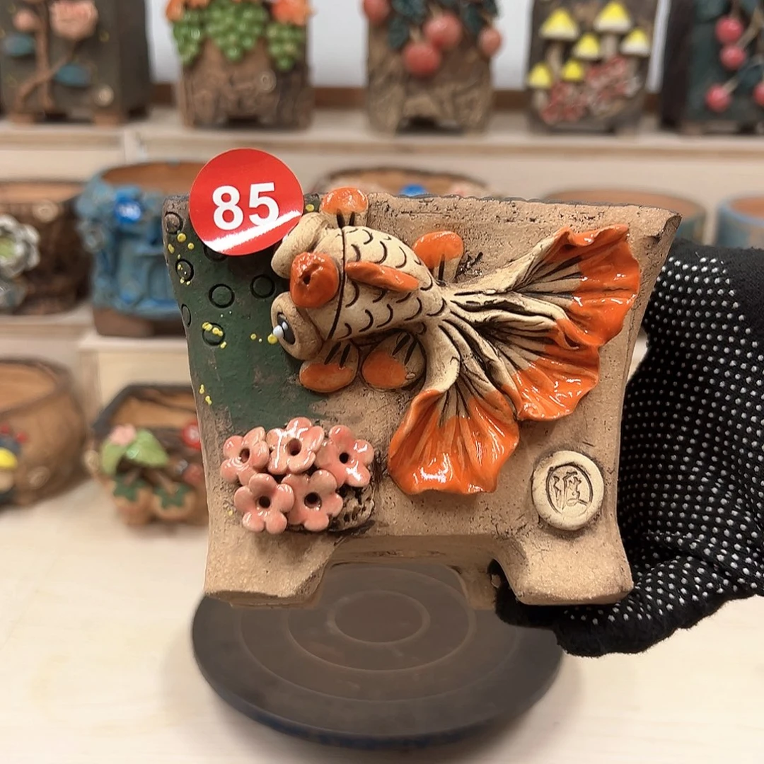 紫砂花盆 85号内口12×11外高11