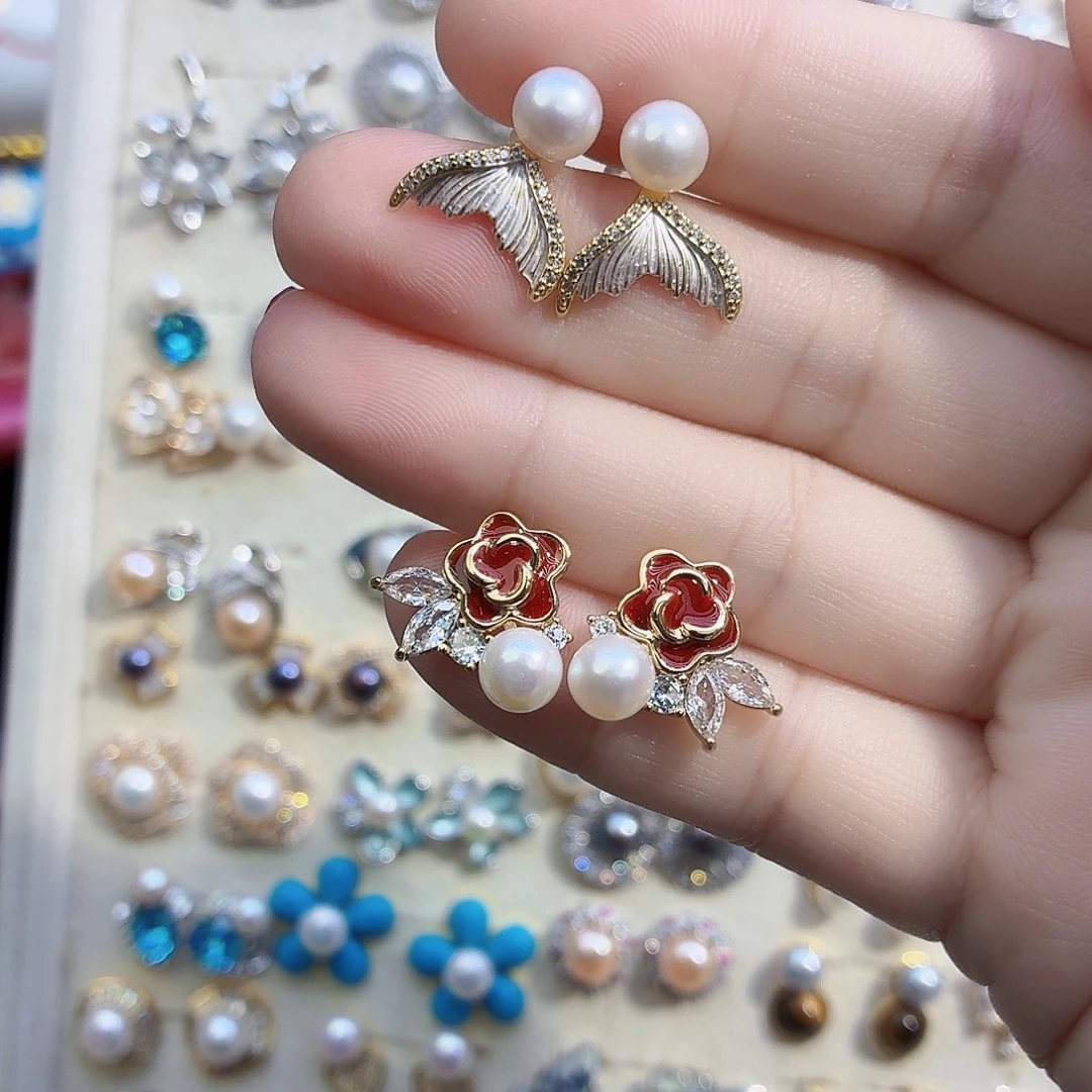 淡水珍珠耳饰合金