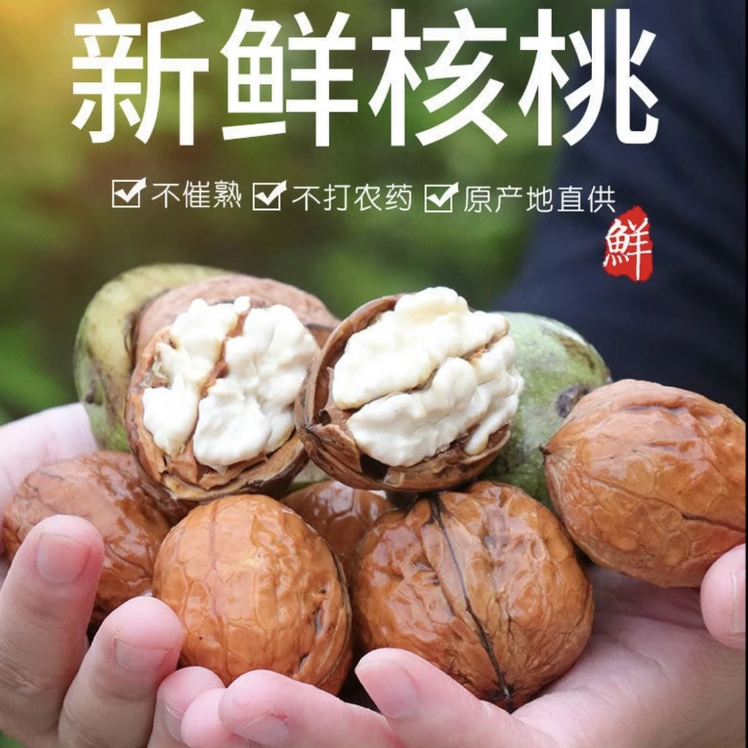 【水果大核桃】陕西核桃鲜湿核桃鲜食核桃孕妇小孩水果绿皮青皮核桃