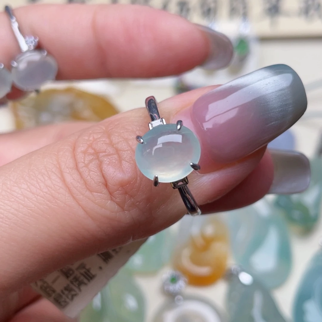 翡翠戒指银S925镶嵌戒指