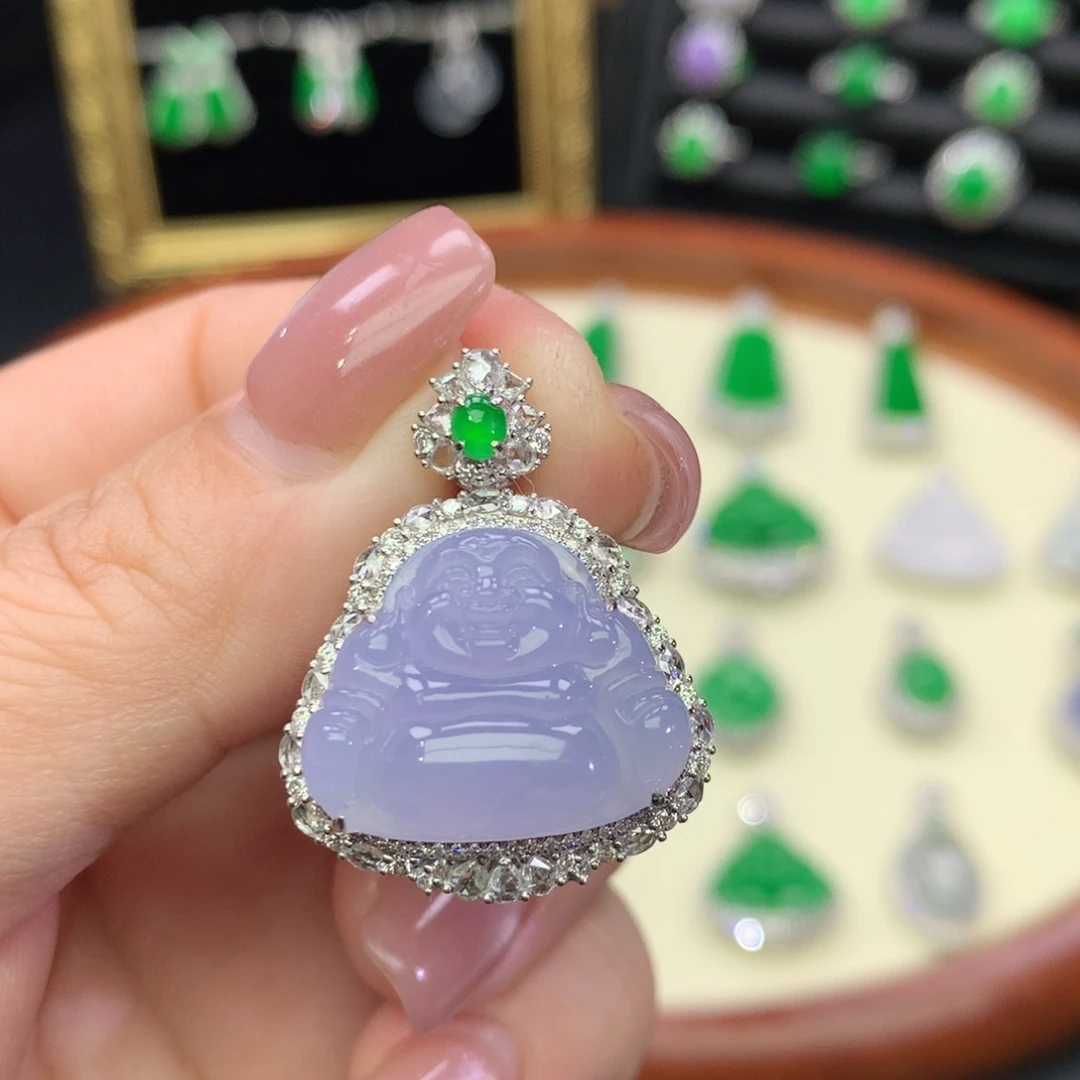 翡翠18K金镶嵌吊坠(不含链)