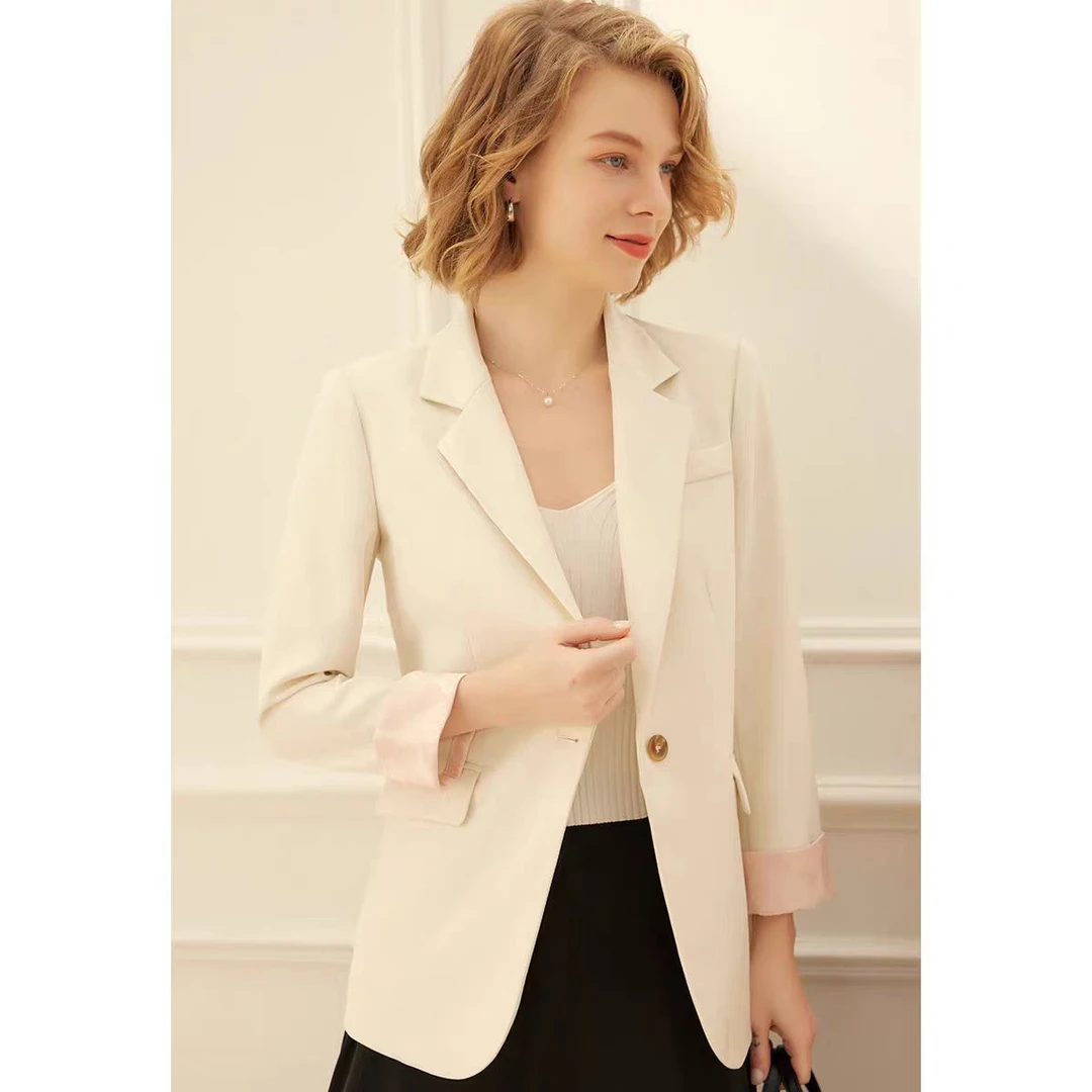 春秋西服外套女小清新气质百搭简约优雅通勤西装外套女X505