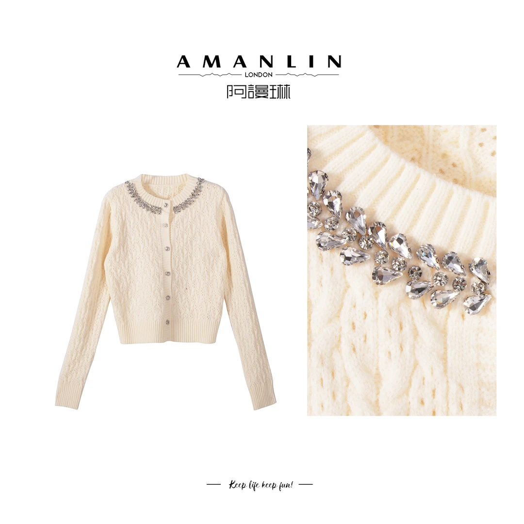 【AMANLIN】设计感欧若风时尚氛围感针织显瘦围巾领百搭上衣F595157