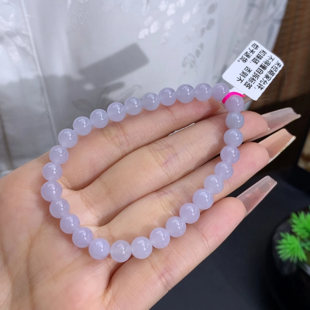 未镶嵌手链翡翠卡6.5冰胶淡粉紫底
