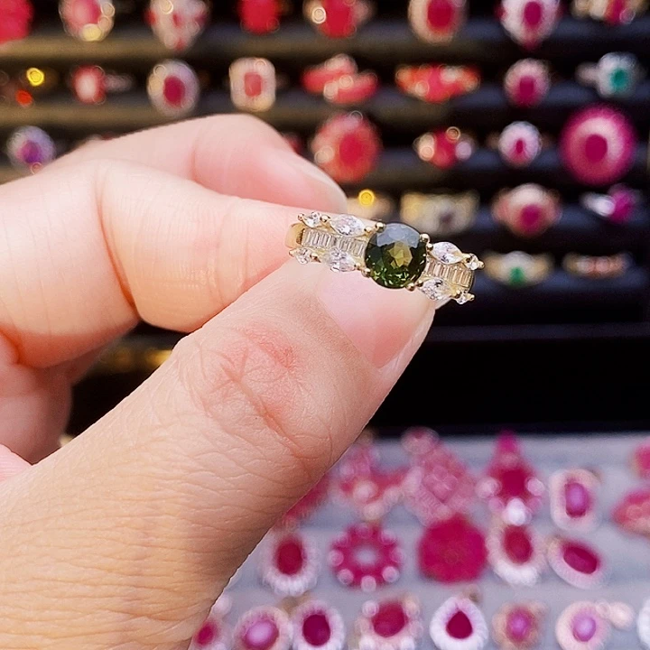 碧玺银S925镶嵌戒指