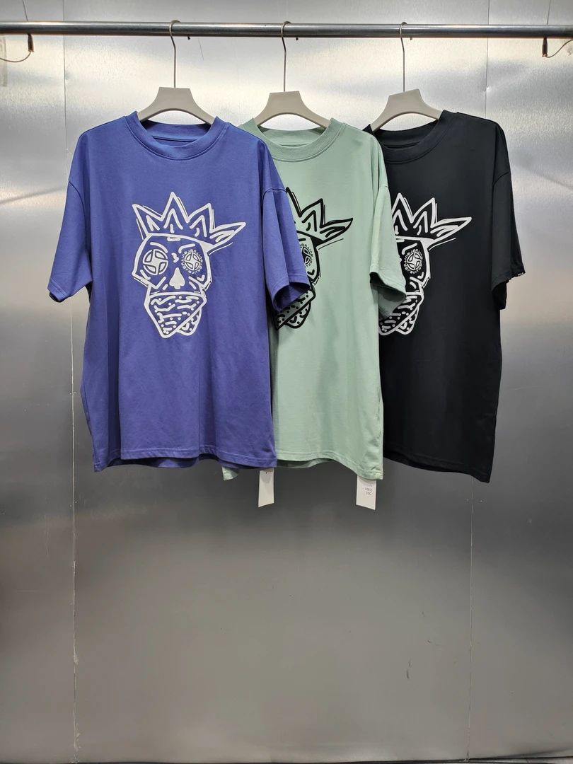 D02-21803-GRA夏款正面搞怪印花宽松百搭休闲圆领T恤