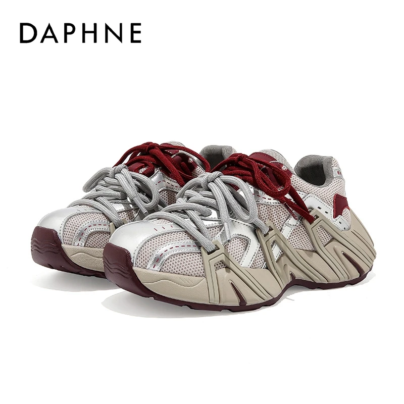 Daphne/达芙妮2025夏上新【安哥拉红】潮流绑带老爹运动鞋休闲百搭