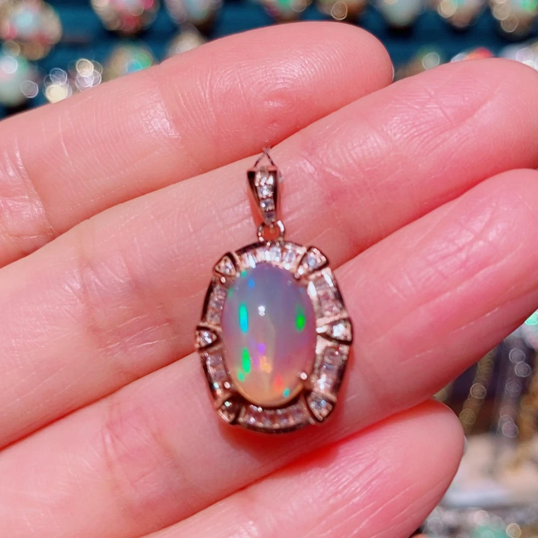 欧泊银S925镶嵌吊坠