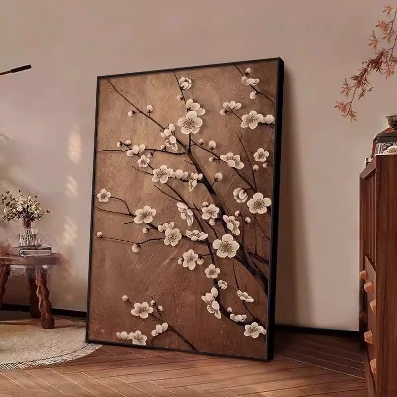 宋代美学客厅装饰画中古风沙发背景墙壁画落地画梅兰竹菊玄关挂画