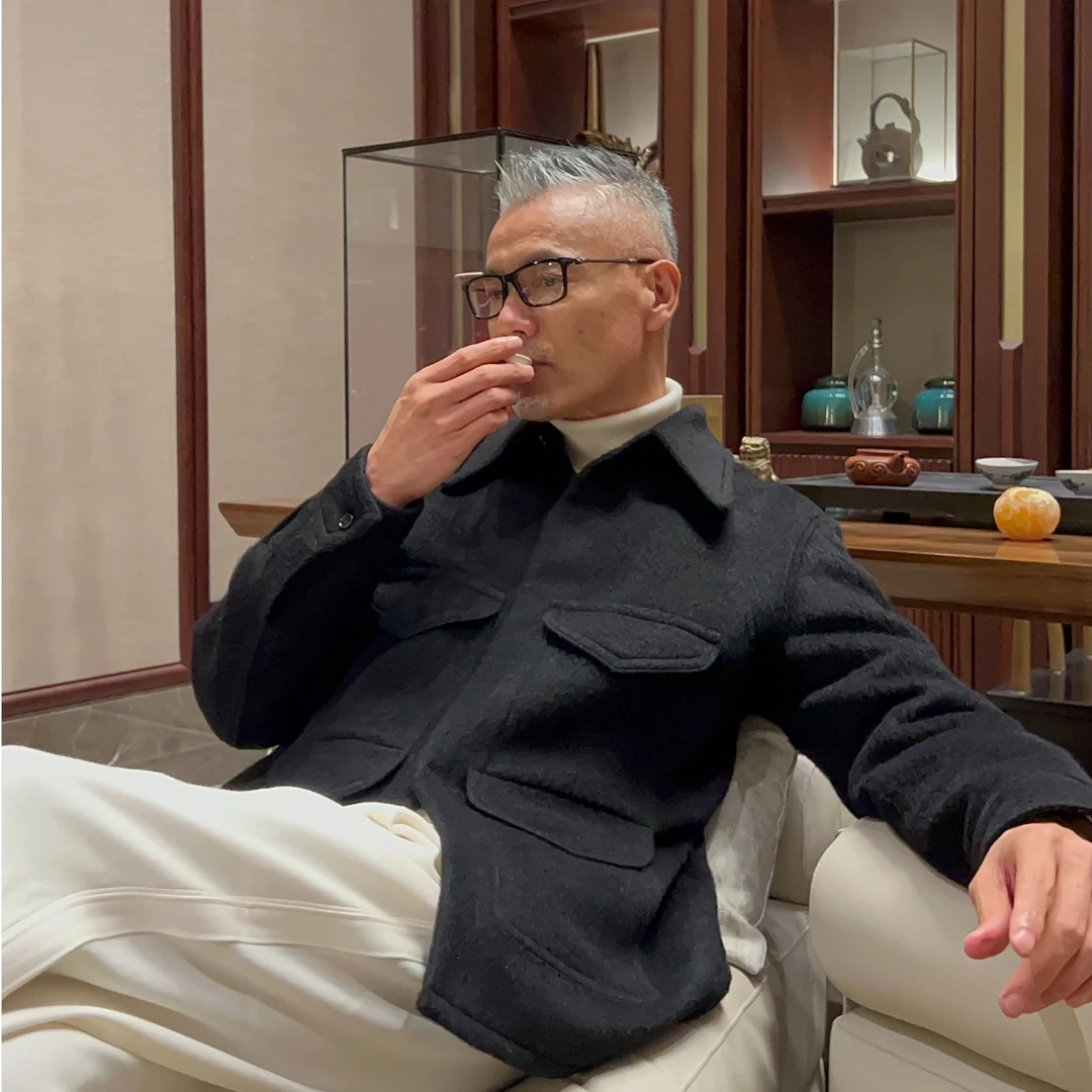 BerMolrol（贝曼伦）冬款时尚百搭羊毛猎装夹克外套保暖松长袖男士