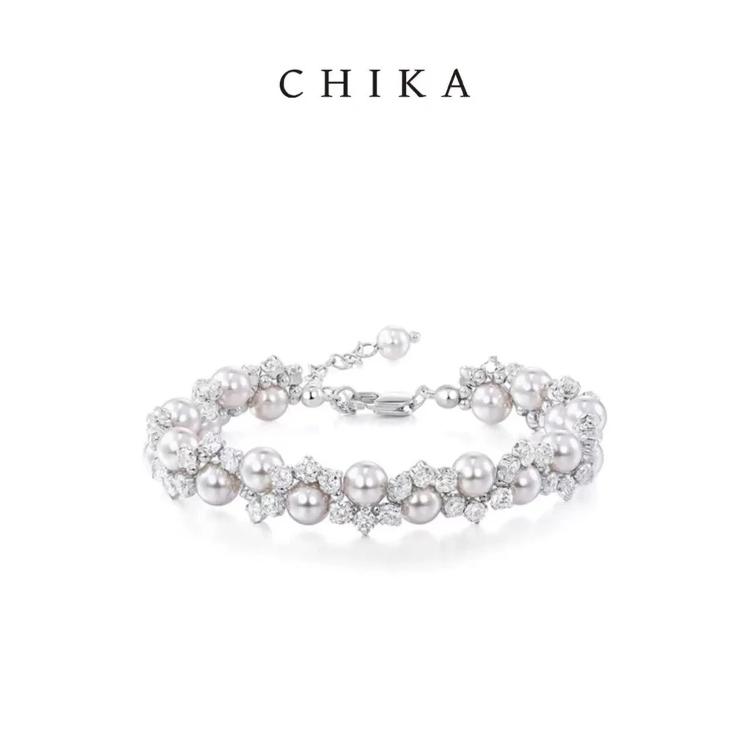 铜合金合成锆石项链 f230---满镶曼塔玫瑰紫高品质珠珠项链手链