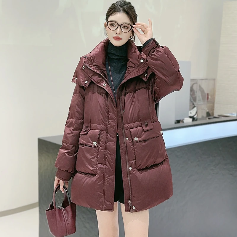 【曼姐定制】冬季白鸭绒羽绒服女冬季加厚百搭时尚长袖羽绒外套Y009