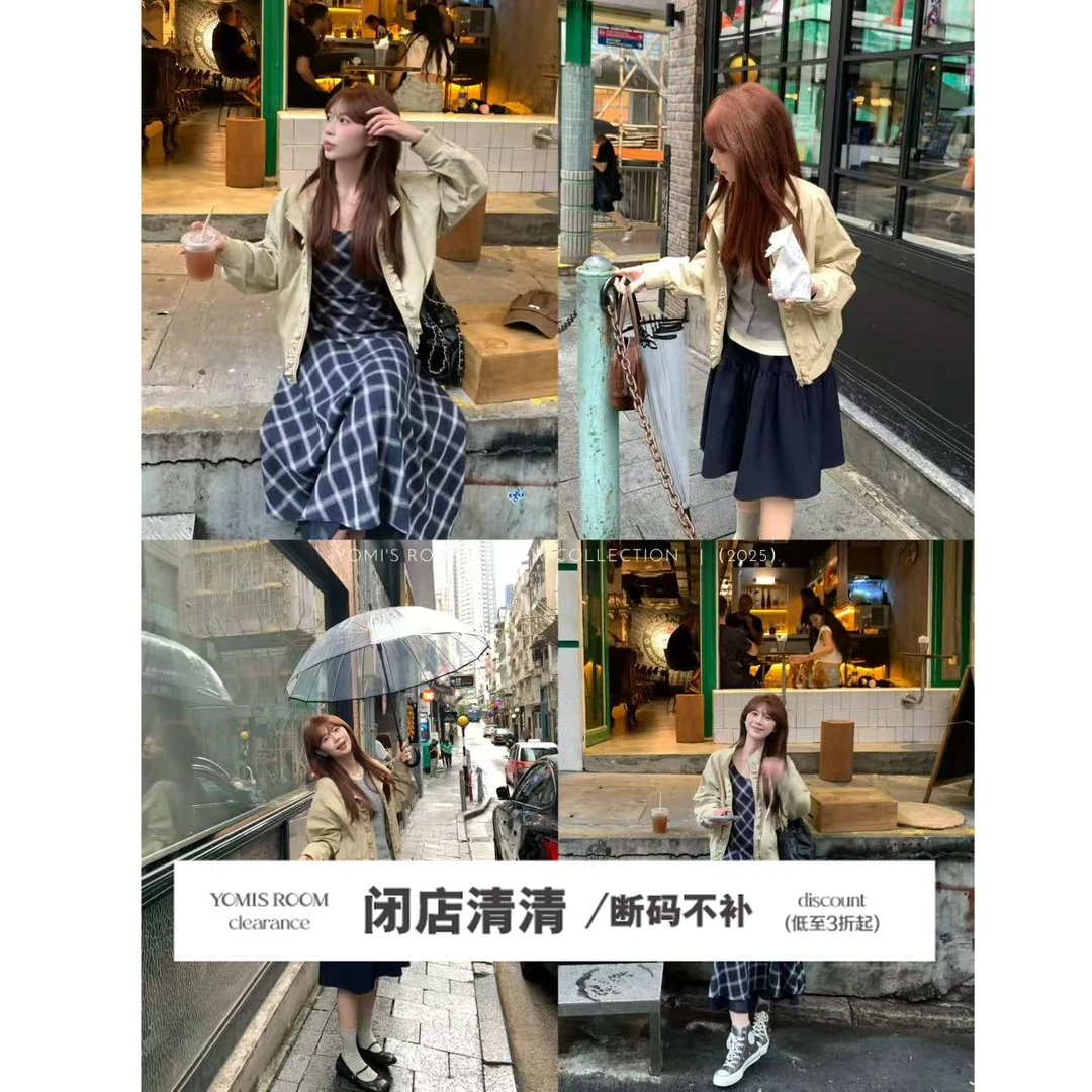 YOMI小个子【秋日集】韩版短款休闲百搭秋季卡其色短外套显瘦宽松