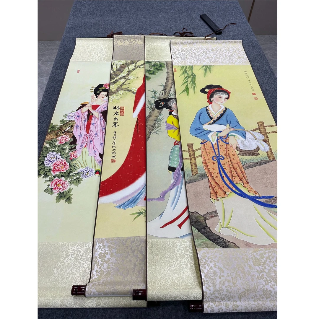 140*45《四大美女-四联》》高清微喷立式挂画