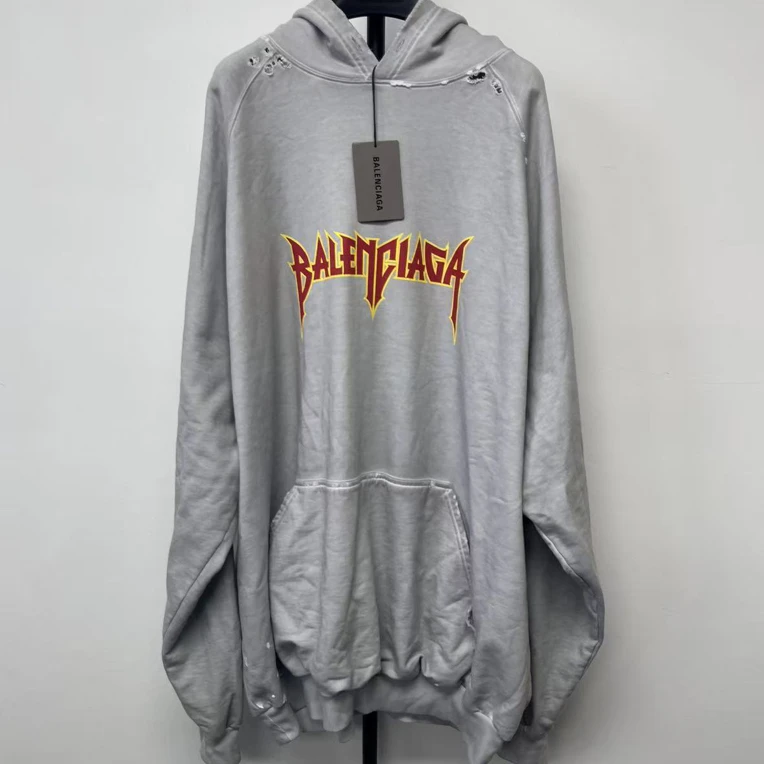 未使用 Balenciaga/巴黎世家 Logo印花连帽长袖卫衣 01791