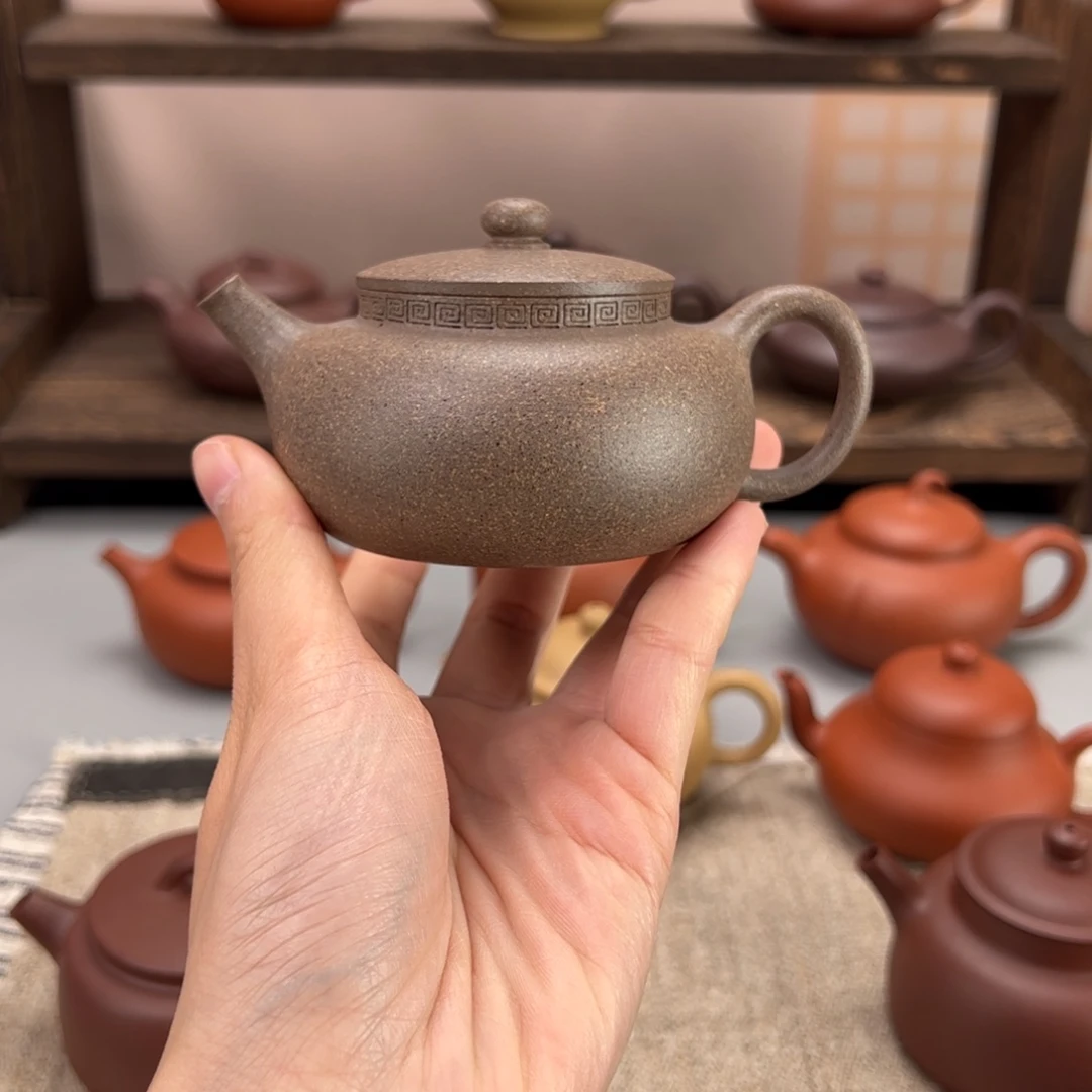 紫砂茶杯青降坡平安壶170cc